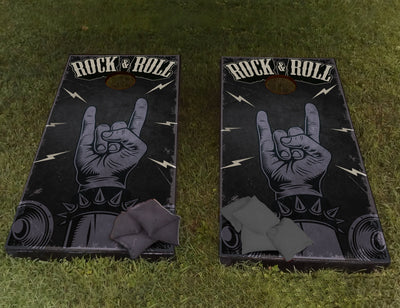 Rock and Roll Custom Cornhole Wraps Decal Sticker 3D Texture Single - Laminated - Skin Vinyl Decal for Cornhole Rock n Roll