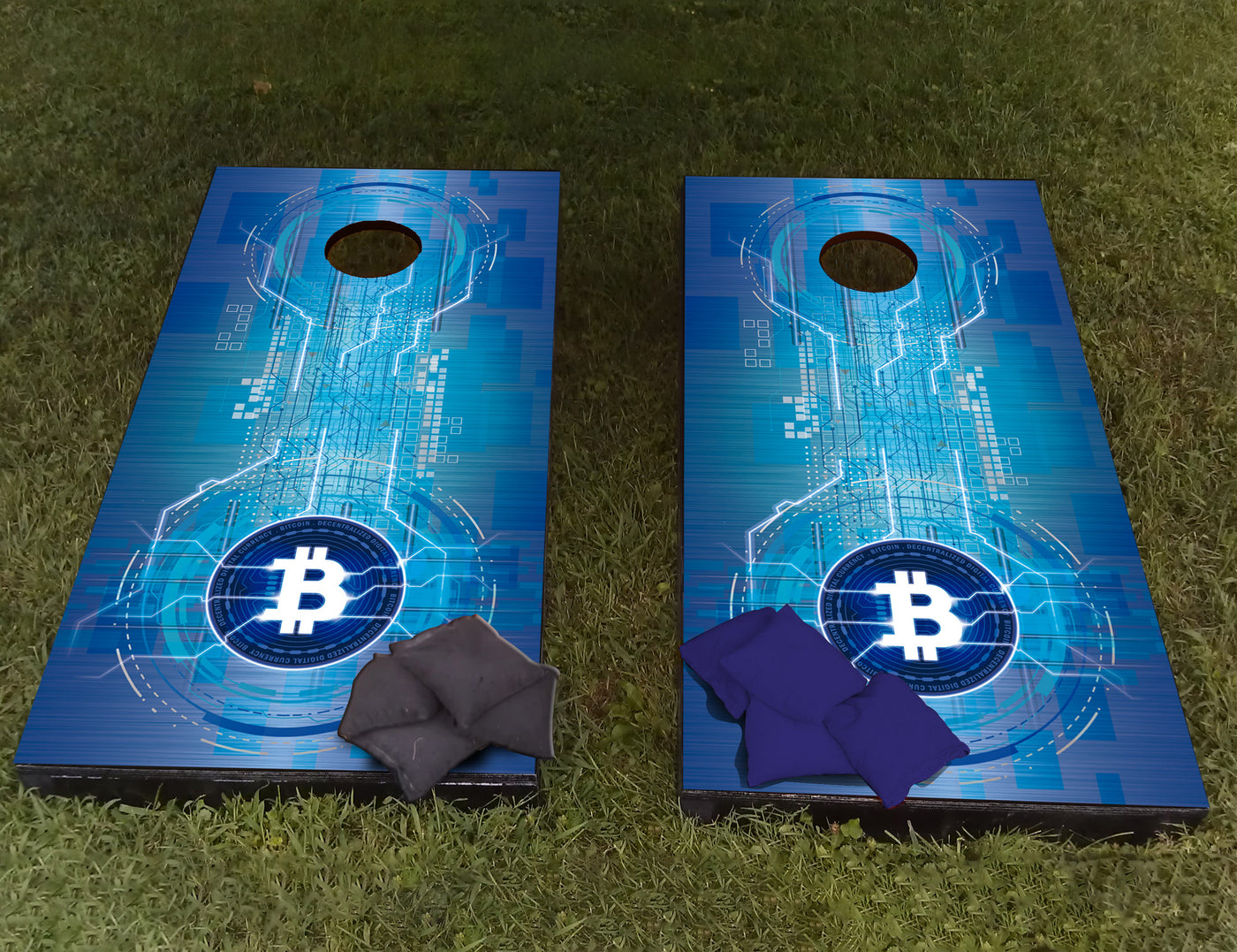 BTC Bitcoin Crypto Custom Cornhole Wraps Decalque Adesivo Textura 3D Decalque de vinil de pele laminada única para Cornhole Wraps