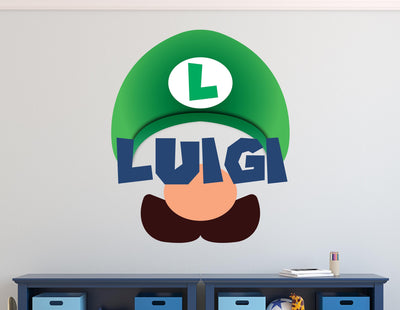 Decalque de parede com nome personalizado Luigi - Adesivo de vinil com nome personalizado removível - Quarto de decoração de parede infantil - Personalize seu nome