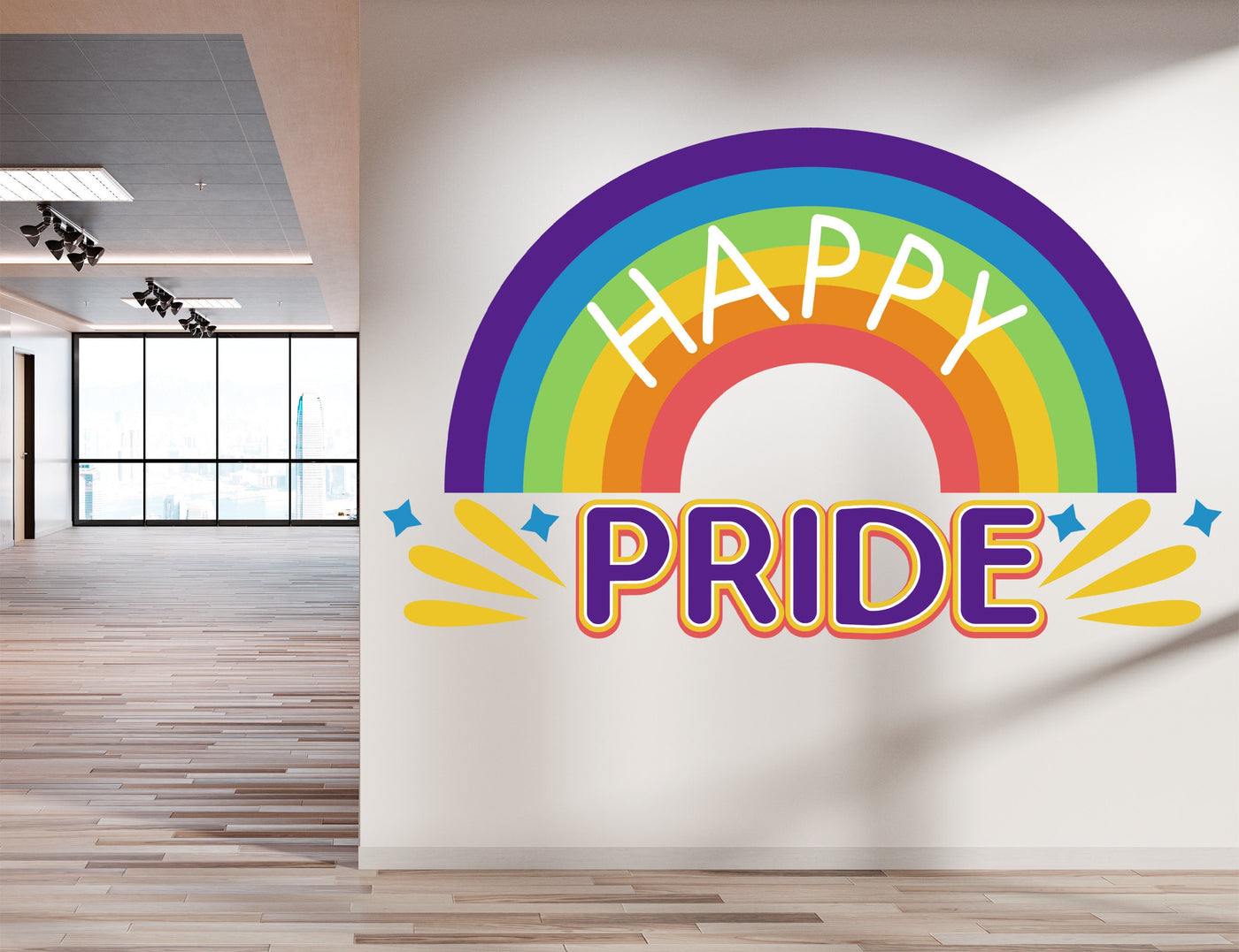 Decoração de decalque de parede do orgulho feliz para dormitório - Adesivos de arco-íris para decoração de quarto - Decalque do orgulho LGBT para escritório - Decoração do mês do orgulho para pátio