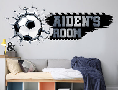 Decalques de parede de futebol com nome para decoração de quarto de meninos - Nome personalizado de futebol para berçário de bebês - Decalque de parede de futebol para quarto de meninos - Arte personalizada