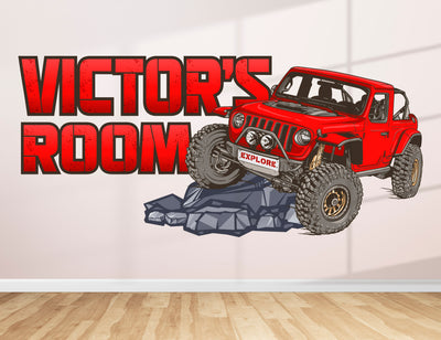 Jeep 4x4 Wall Decal - Truck 4 x 4 Car Wall Decal Room Decor for Boys Bedroom - Kids Truck Stickers - Nursery Decor Wall Art - Boys Decals