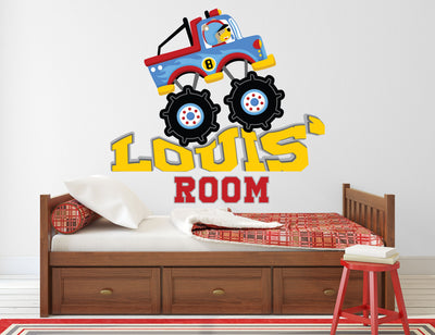 Baby Monster Truck Wall Decals - Custom Name Wall Decal
