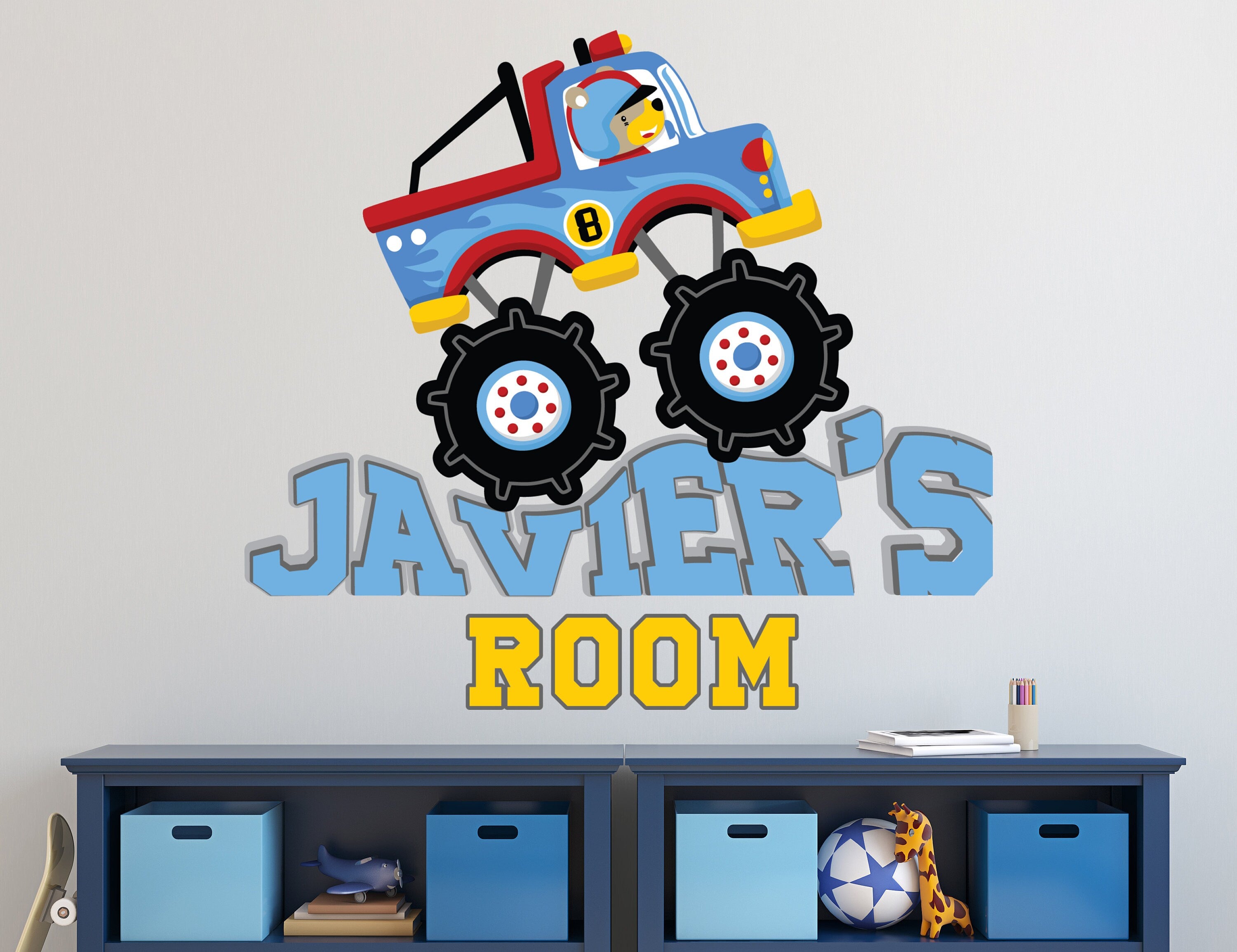 Baby Monster Truck Wall Decals - Custom Name Wall Decal