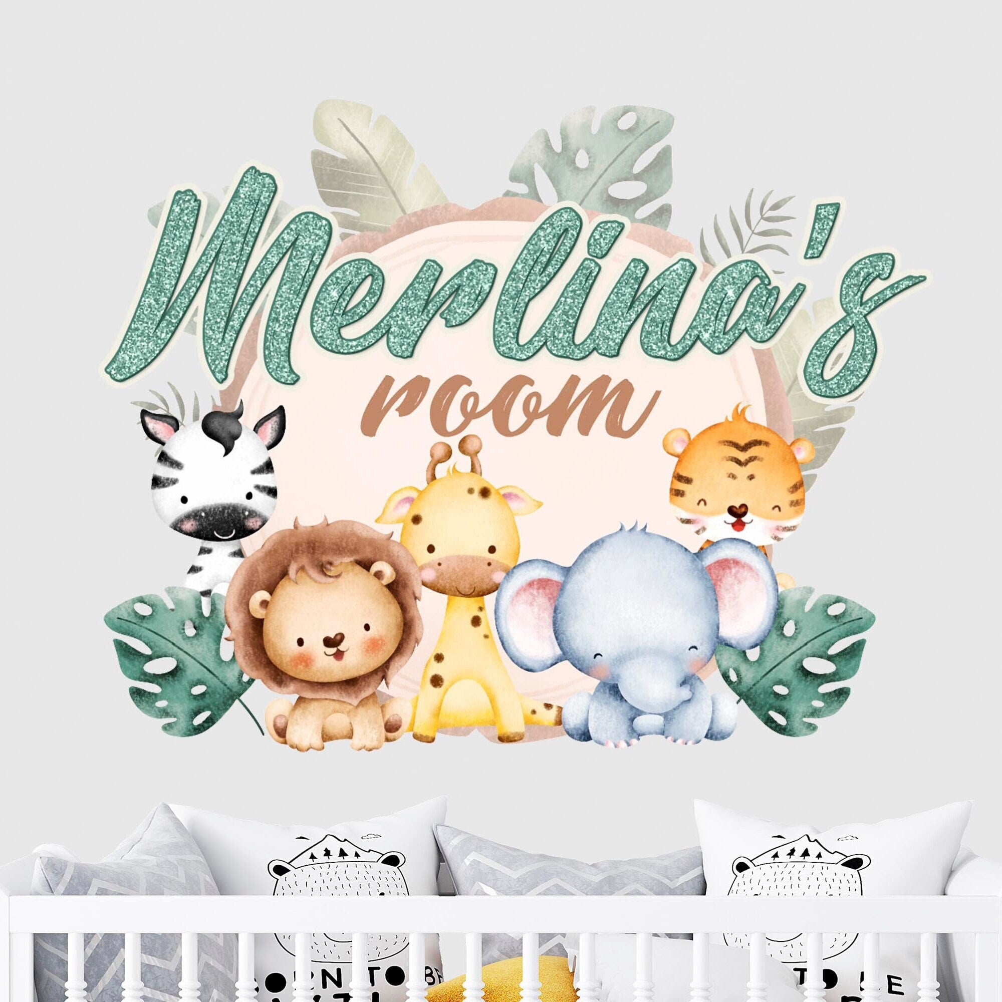 Cute Animals Wall Decal Custom Name for Kids - Wall Stickers for Children's Bedroom Decor