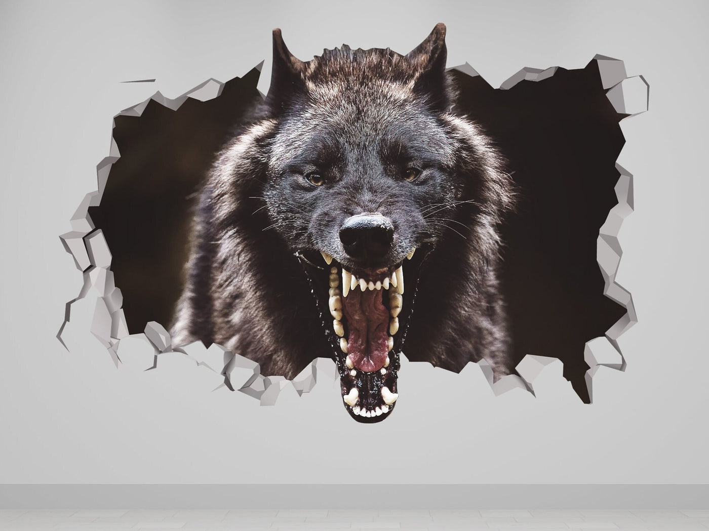 Decalque de parede de lobo Arte 3D - Adesivo de lobo - Decalques de animais da floresta - Decoração de parede de lobo - Decoração de casa - Impressões de arte de parede de lobo - Decoração de arte de parede de Lobo