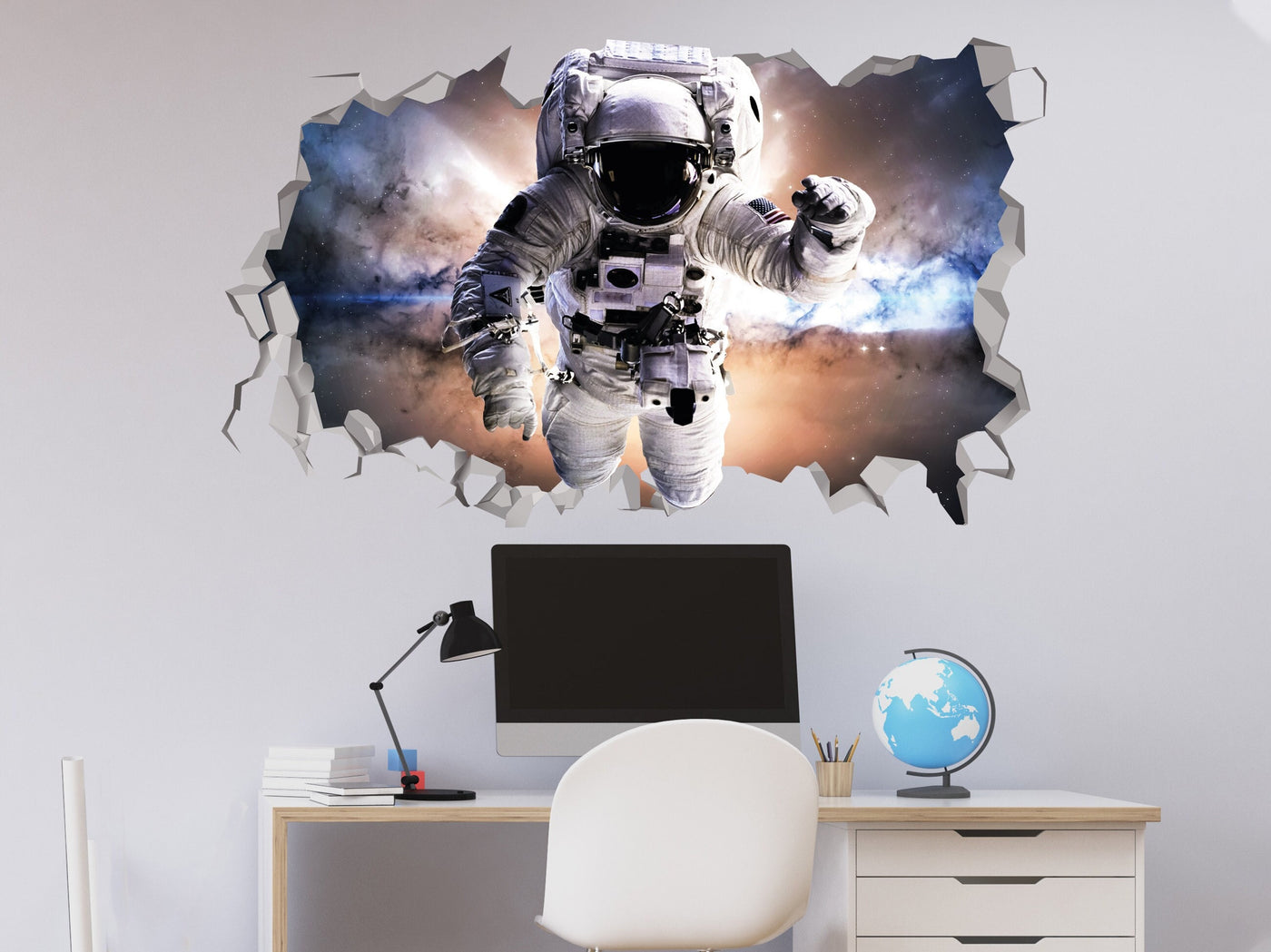 Parede adesiva de astronauta - Decalque de parede de astronauta - Cartaz de astronauta - Decoração de parede de astronauta - Arte de parede de astronauta - Decalque de parede de espaço