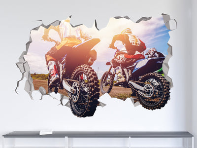 Decalque de motocicleta - Adesivo de motocicleta 3D - Arte de parede de motocicleta para decoração de quarto - Decoração de motocroos para crianças - Adesivos de motocicleta para paredes