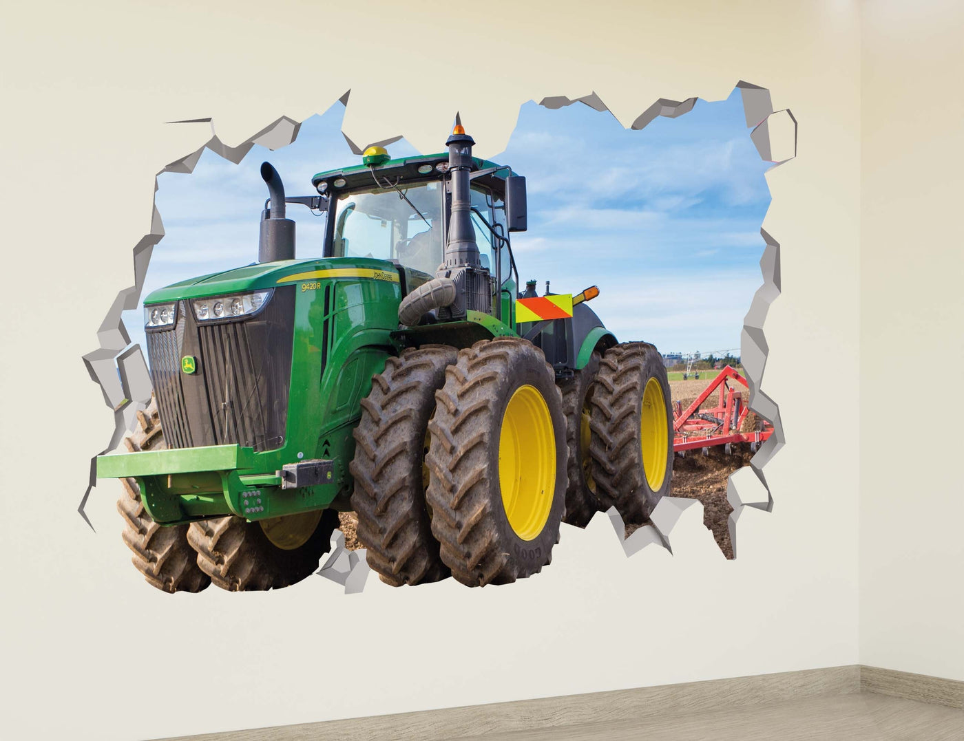 Decalque de parede de trator para decoração de parede de fazenda - Adesivos de trator Arte de parede de fazenda - Arte de parede de fazenda Trator aquarela - Presentes de fazenda