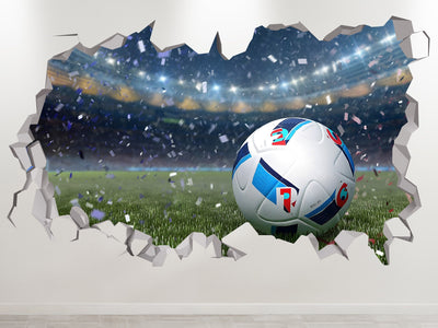 Decalque de parede de futebol - Arte de parede de futebol - Decoração de parede de futebol para quarto infantil - Pôster de futebol - Adesivos de futebol - Decalque de gol de futebol - Decoração infantil