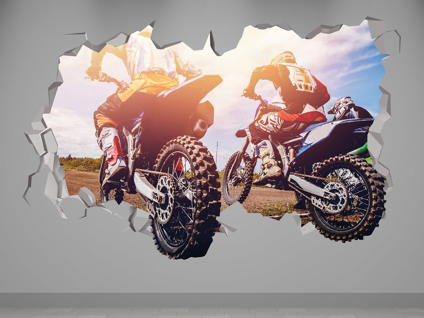 Decalque de motocicleta - Adesivo de motocicleta 3D - Arte de parede de motocicleta para decoração de quarto - Decoração de motocroos para crianças - Adesivos de motocicleta para paredes