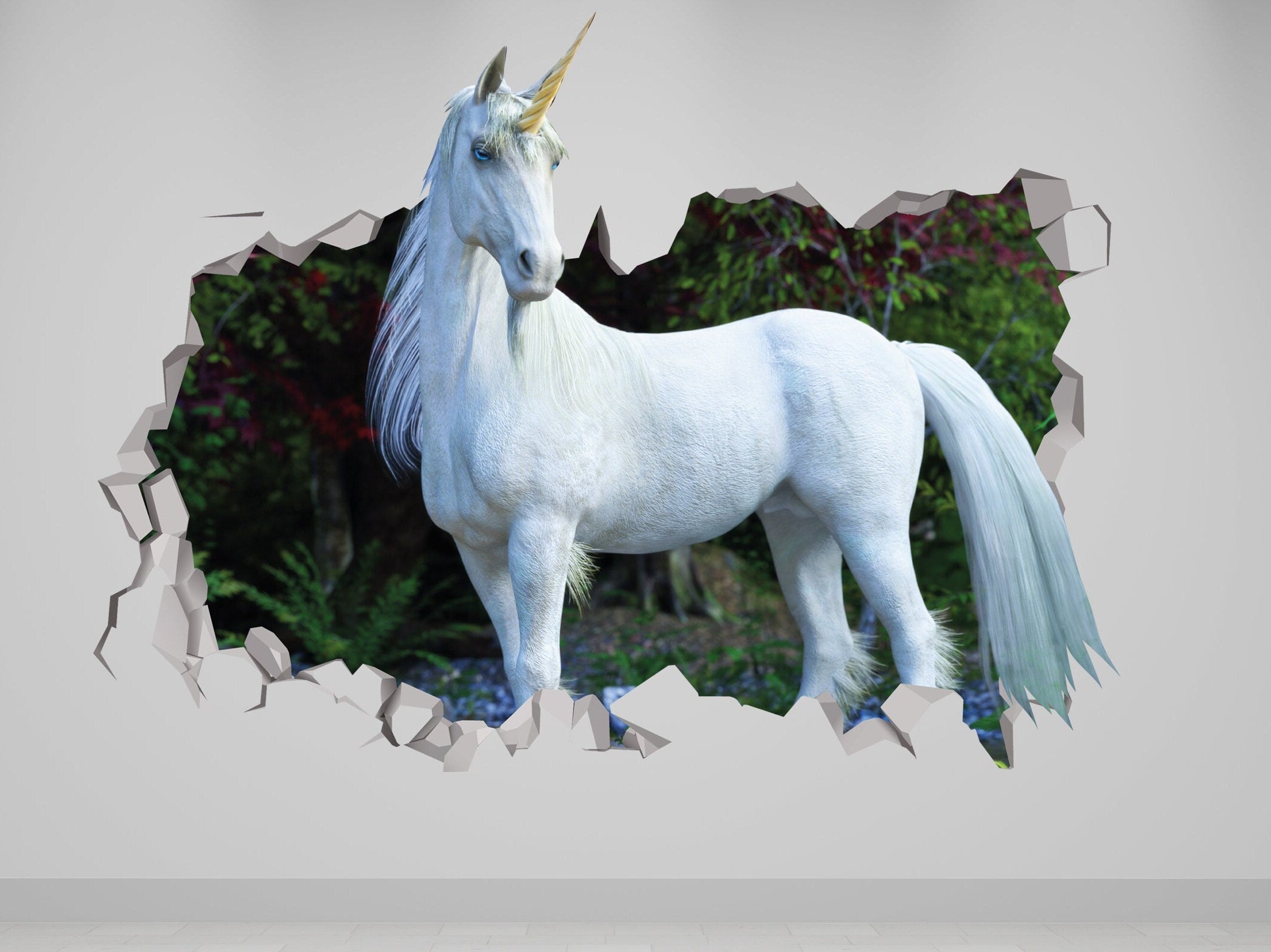 Unicorn Legendary Wall Decal - Animal Historic Sticker - Unicorn Party - Unicorn White Gifts - Unicorn 3d Art Clipart - Animal Room Decor