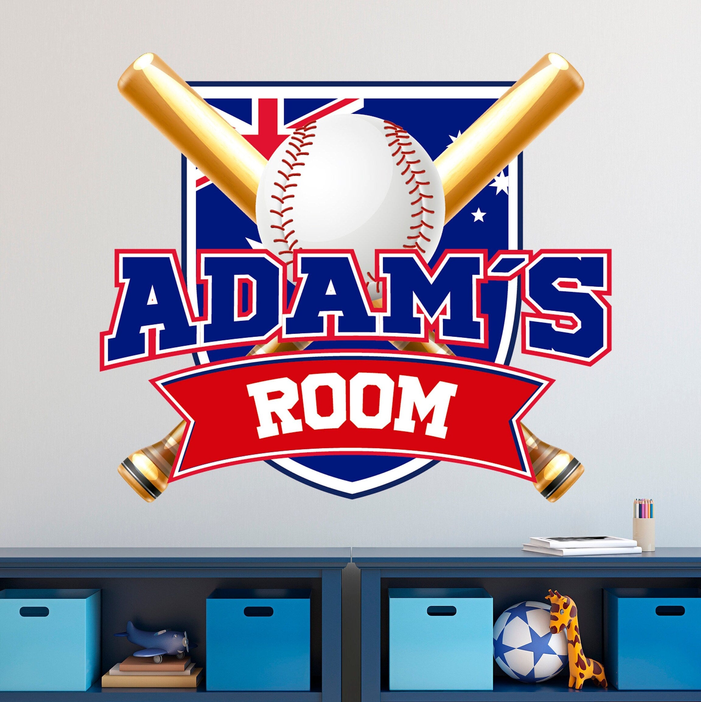 Baseball Custom Name Wall Decal