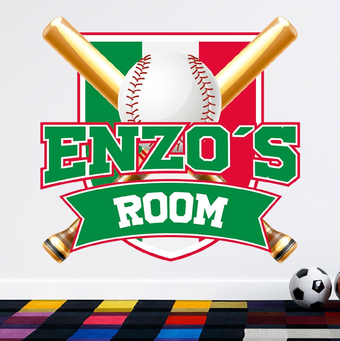 Baseball Custom Name Wall Decal