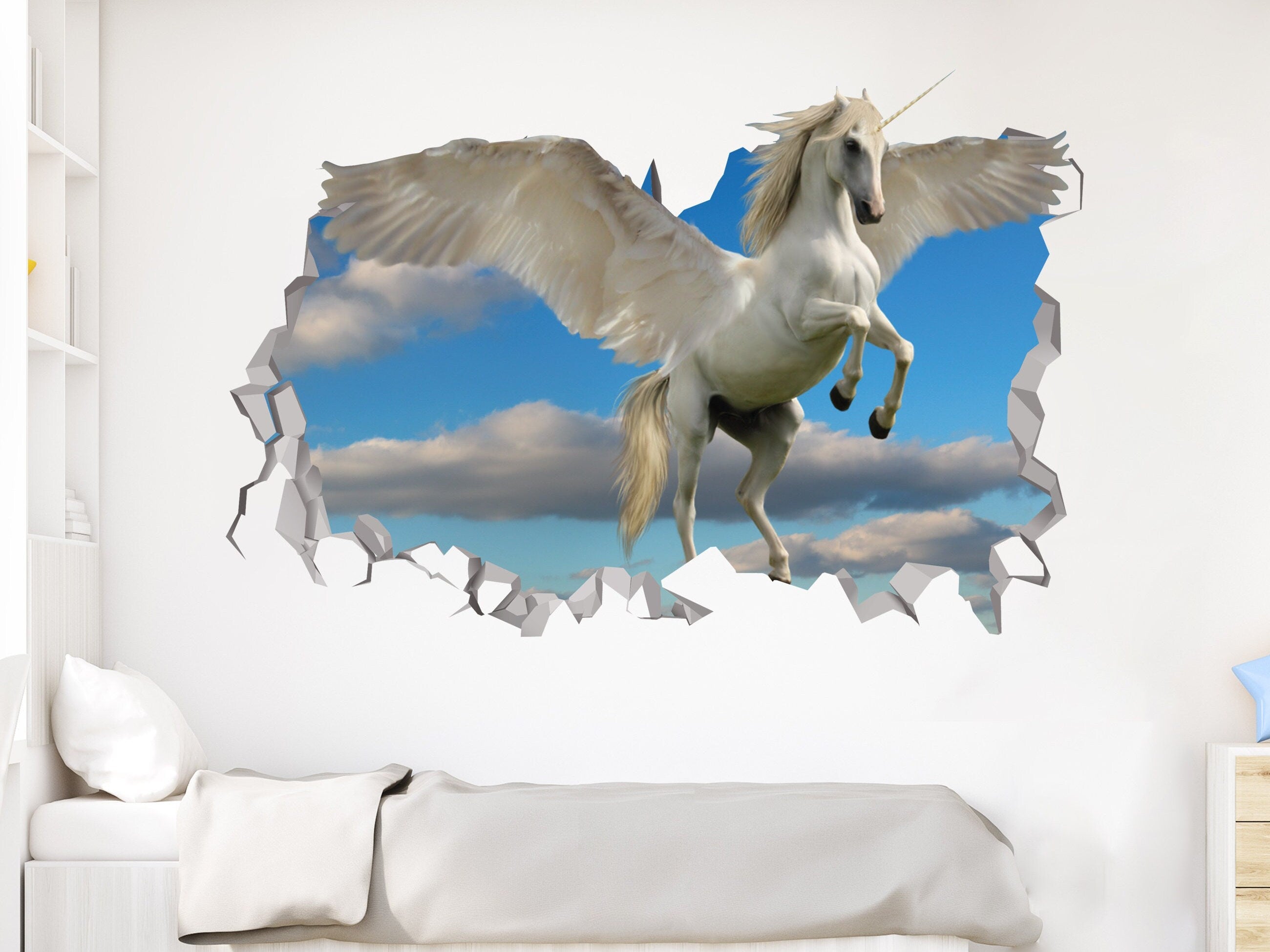 Unicorn Wall Decal - Unicorn Art - Unicorn Wall Decal Room Decor for Girls Bedroom - Unicorn Horse Decor - Animal Sticker - Unicorn 3d Gift