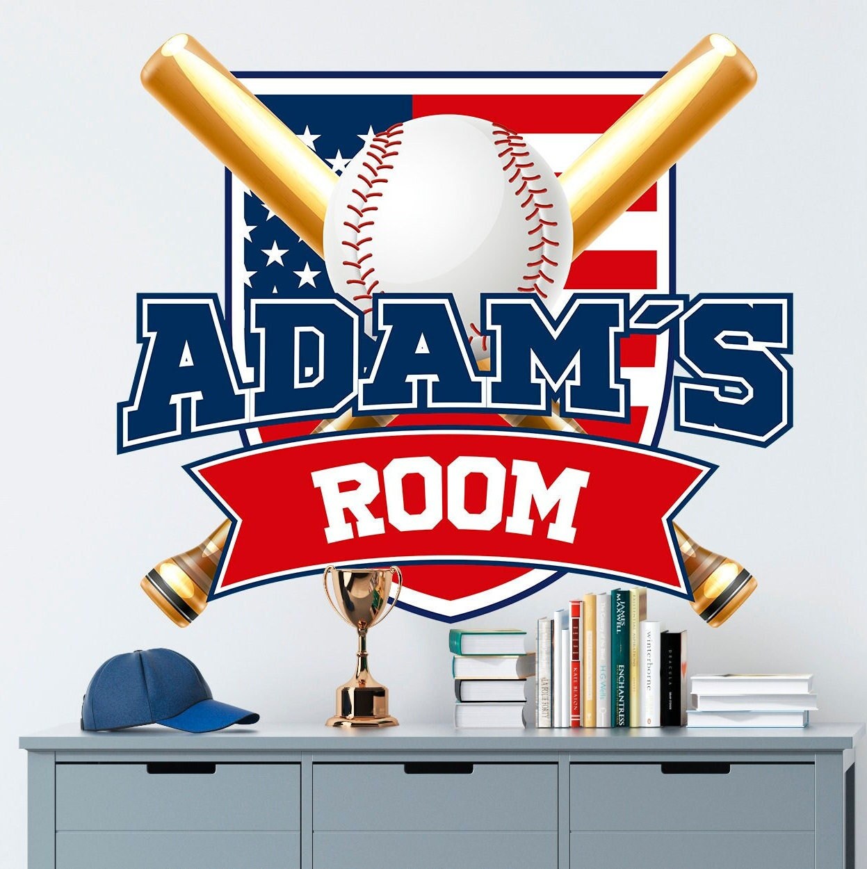 Baseball Custom Name Wall Decal