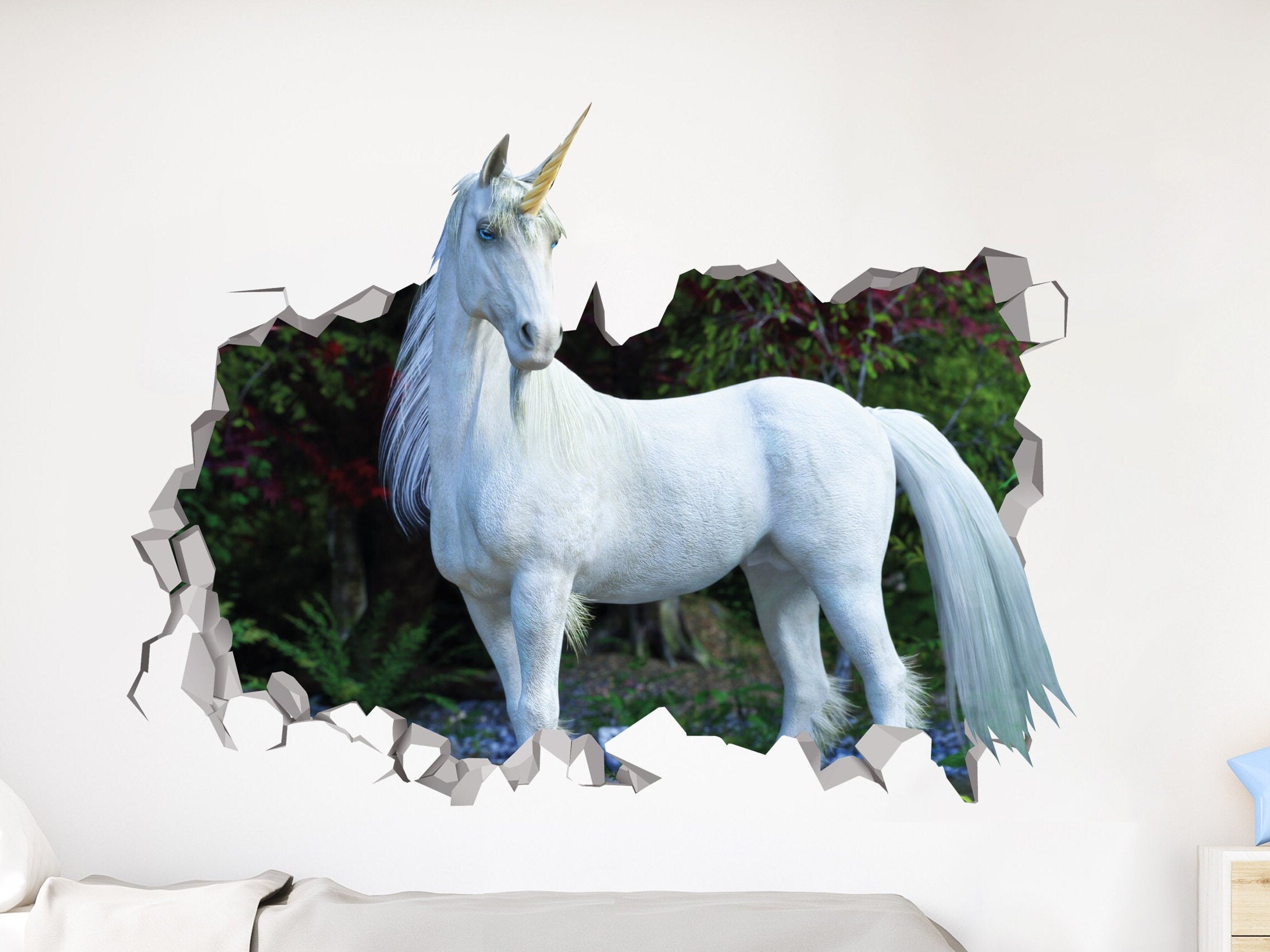 Unicorn Legendary Wall Decal - Animal Historic Sticker - Unicorn Party - Unicorn White Gifts - Unicorn 3d Art Clipart - Animal Room Decor