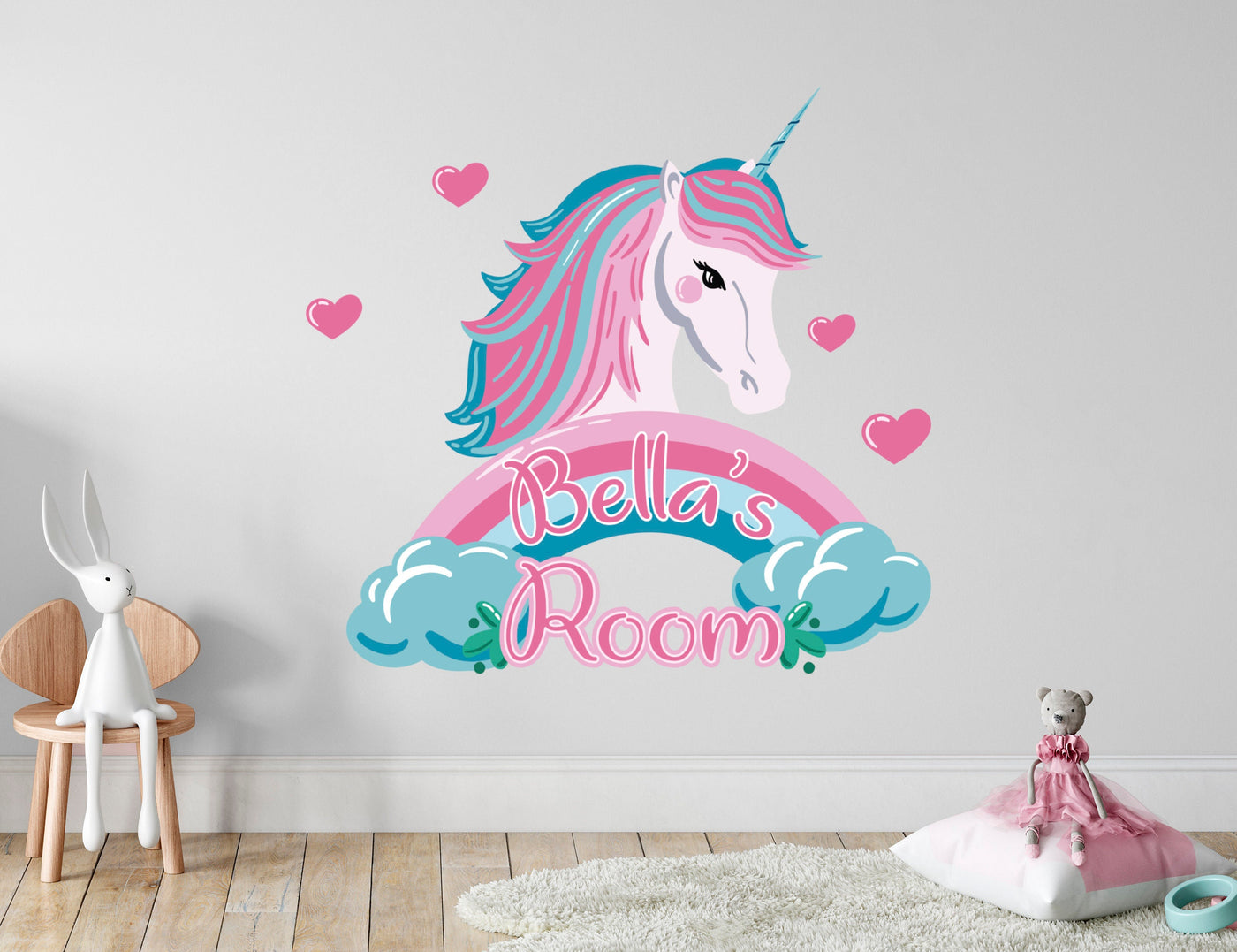 Unicorn Wall Decal - Personalized Unicorn Bedroom Decor for Girl- Kids Unicorn Room Decor - Custom Wall Decal - Unicorn Stickers