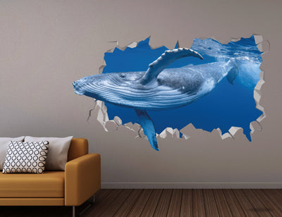 Adesivo de baleia, adesivo de berçário de animais do oceano, adesivo de arte de vinil à prova d'água decalque-animal 3d-baleia adesivo arte-adesivos de planejador imprimíveis