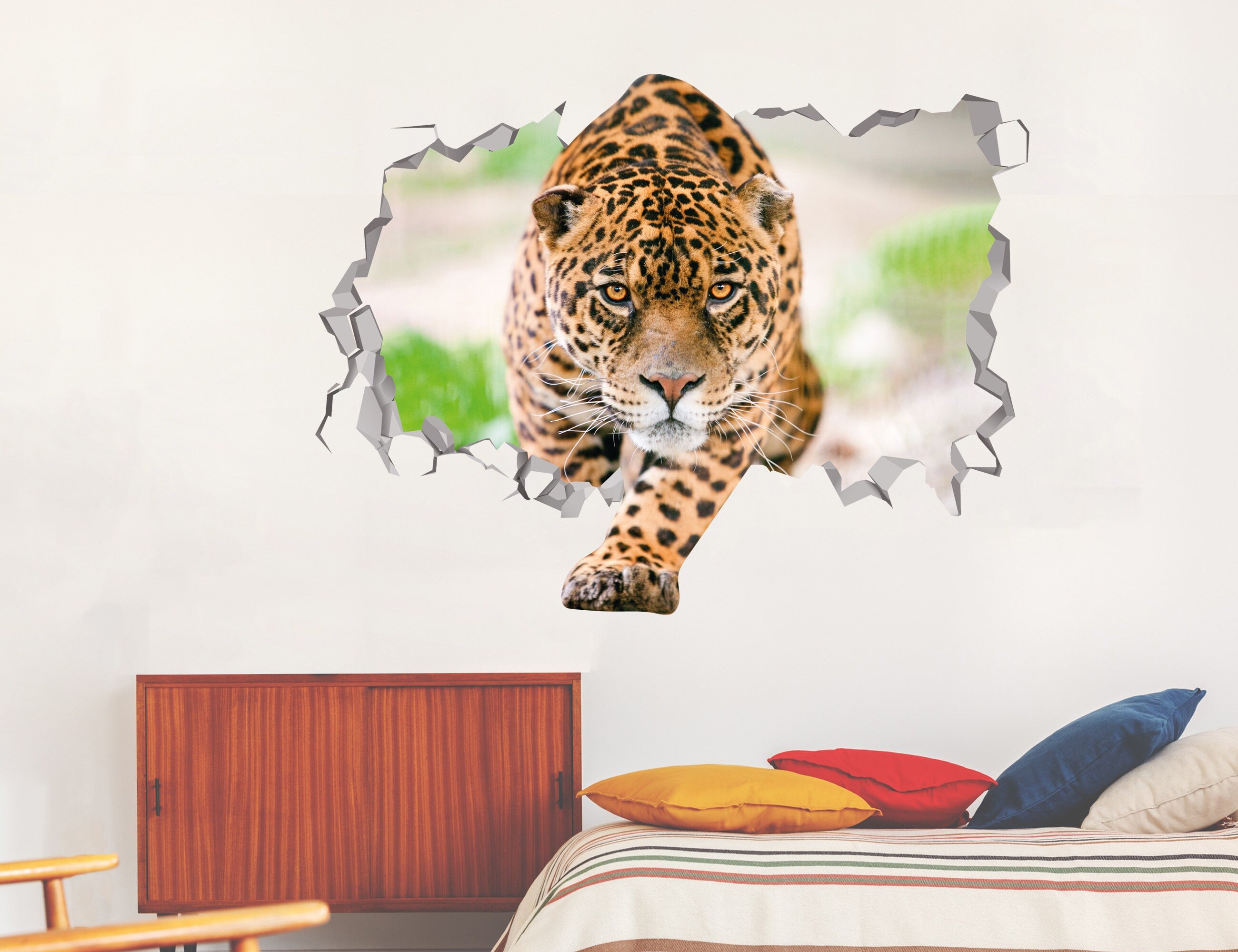 Leopard Wall Decal - Leopard Playroom Wall Decal -  Animal 3d Art - Leopard Wall Decor - Leopard  Nursery Wall Decor - Jungle Animal Funny