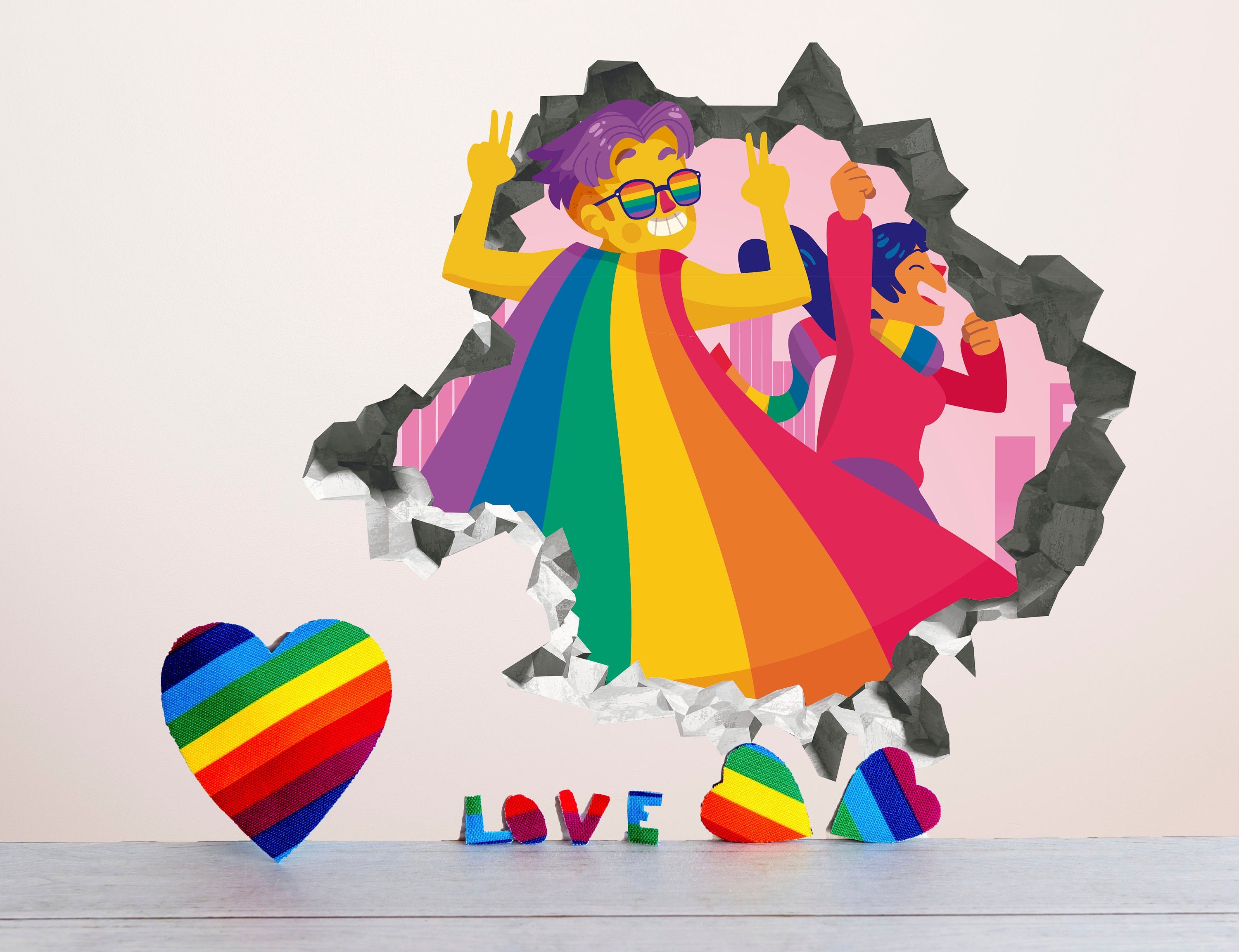 Celebration of Pride March Wall Decal - LGBTQ+ Parade Wall Decor