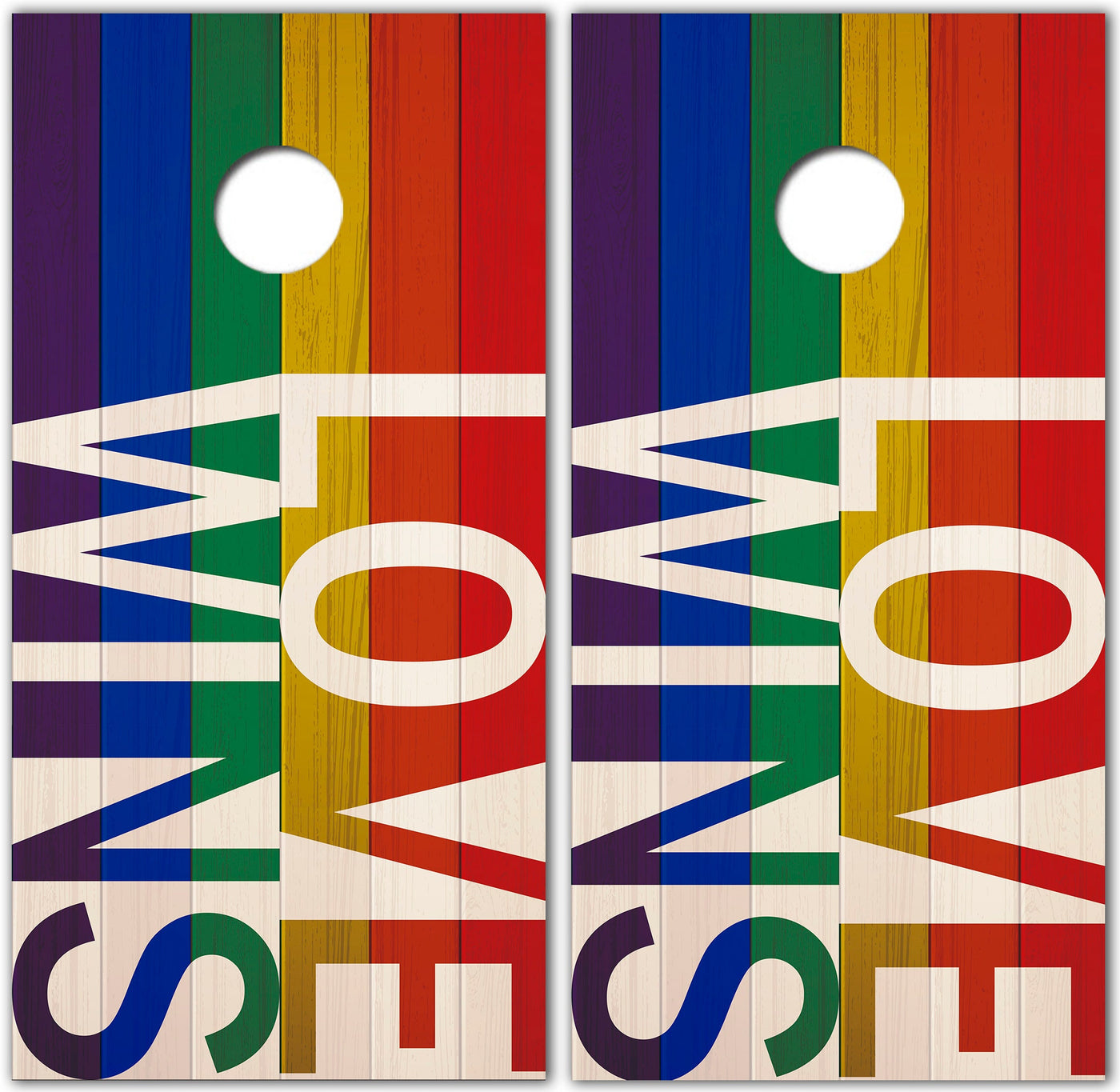 Love Wins LGTBQ+ Cornhole Wraps Decal Sticker - Rainbow Cornhole Wraps - Queer Pride Outdoor Activities - Diversity Cornhole Wraps
