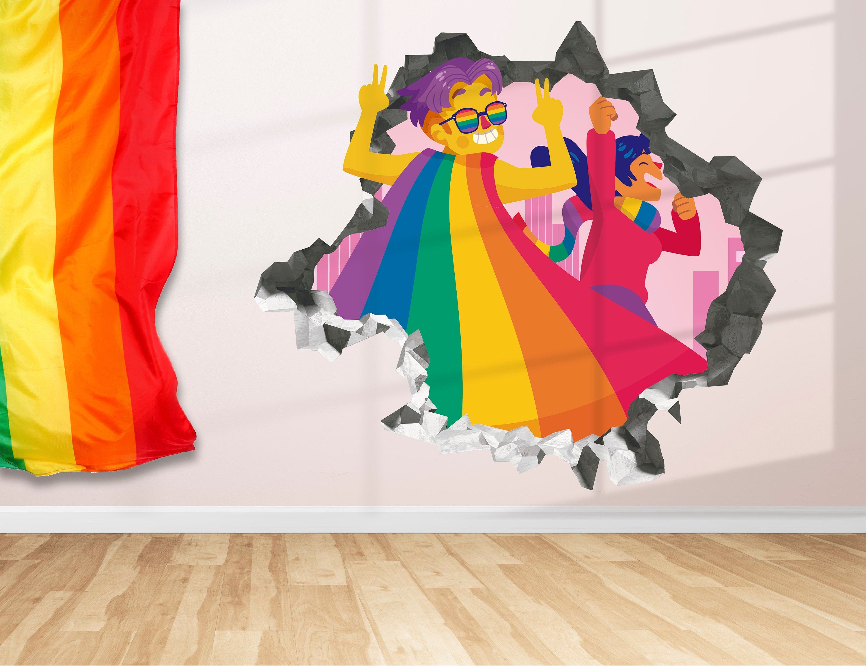 Celebration of Pride March Wall Decal - LGBTQ+ Parade Wall Decor